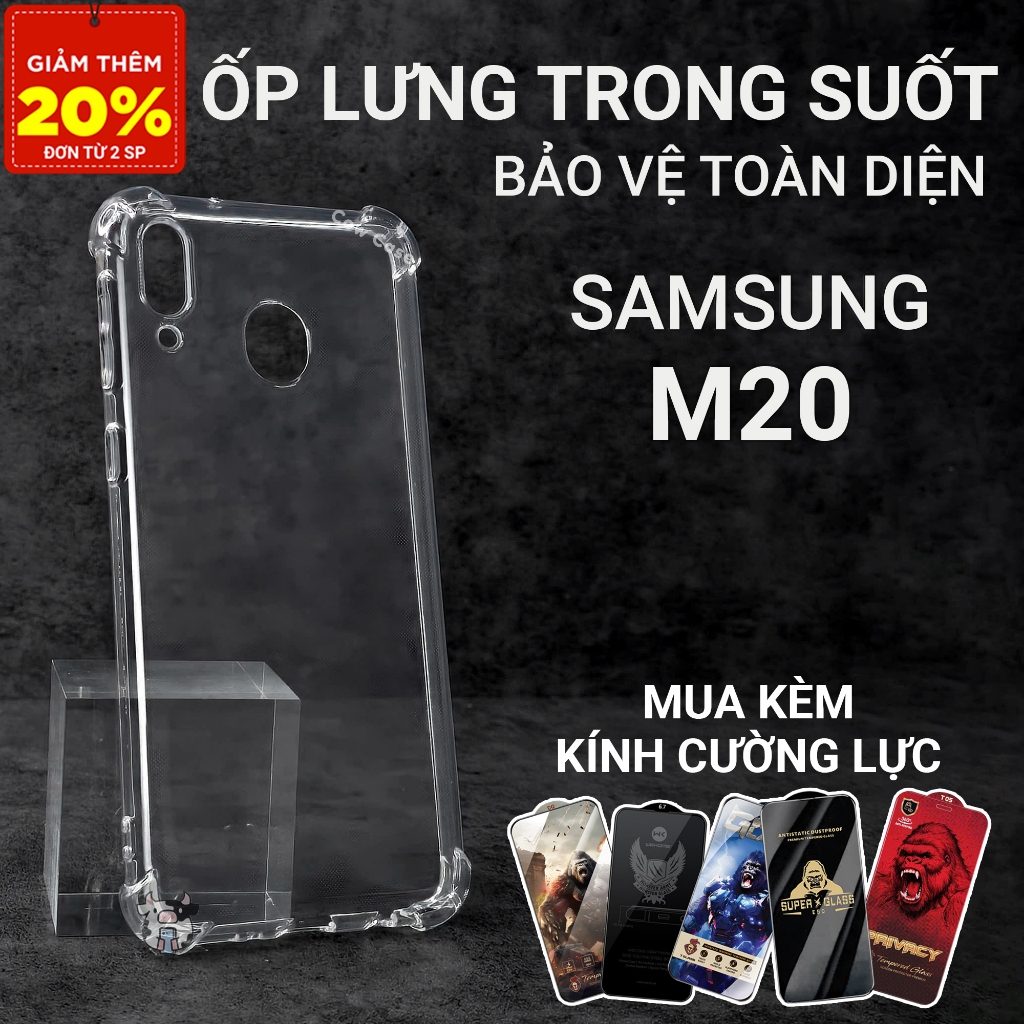 Ốp lưng Samsung M20 Cowcase trơn trong suốt Ốp điện thoại SS