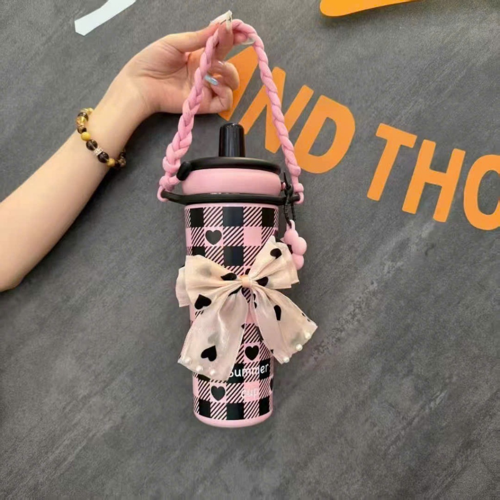 Ly Giữ Nhiệt Daisy Tráng Sứ Cao Cấp 720ml Tặng Kèm Dây Quai Đeo Charm Hoa Xinh Xắn