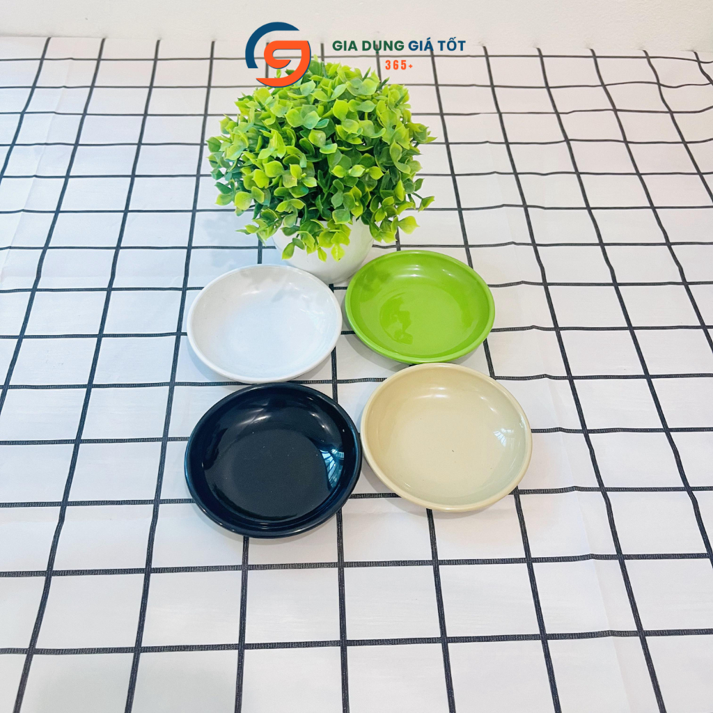 Combo 10 đĩa chấm nhựa phíp Song Long tròn nhỏ, dùng đựng gia vị muối tương ớt