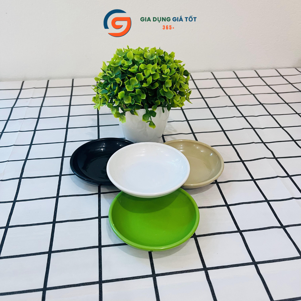Combo 10 đĩa chấm nhựa phíp Song Long tròn nhỏ, dùng đựng gia vị muối tương ớt
