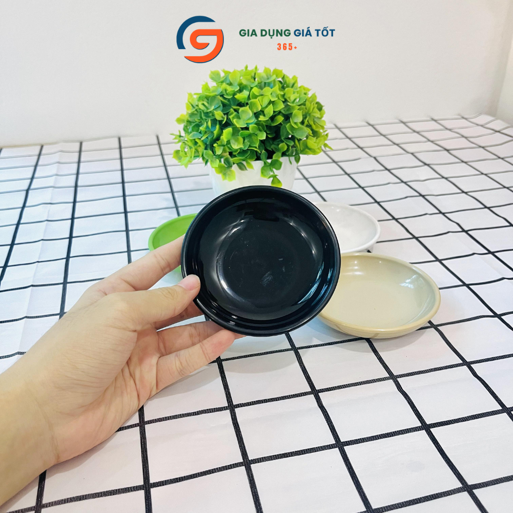 Combo 10 đĩa chấm nhựa phíp Song Long tròn nhỏ, dùng đựng gia vị muối tương ớt