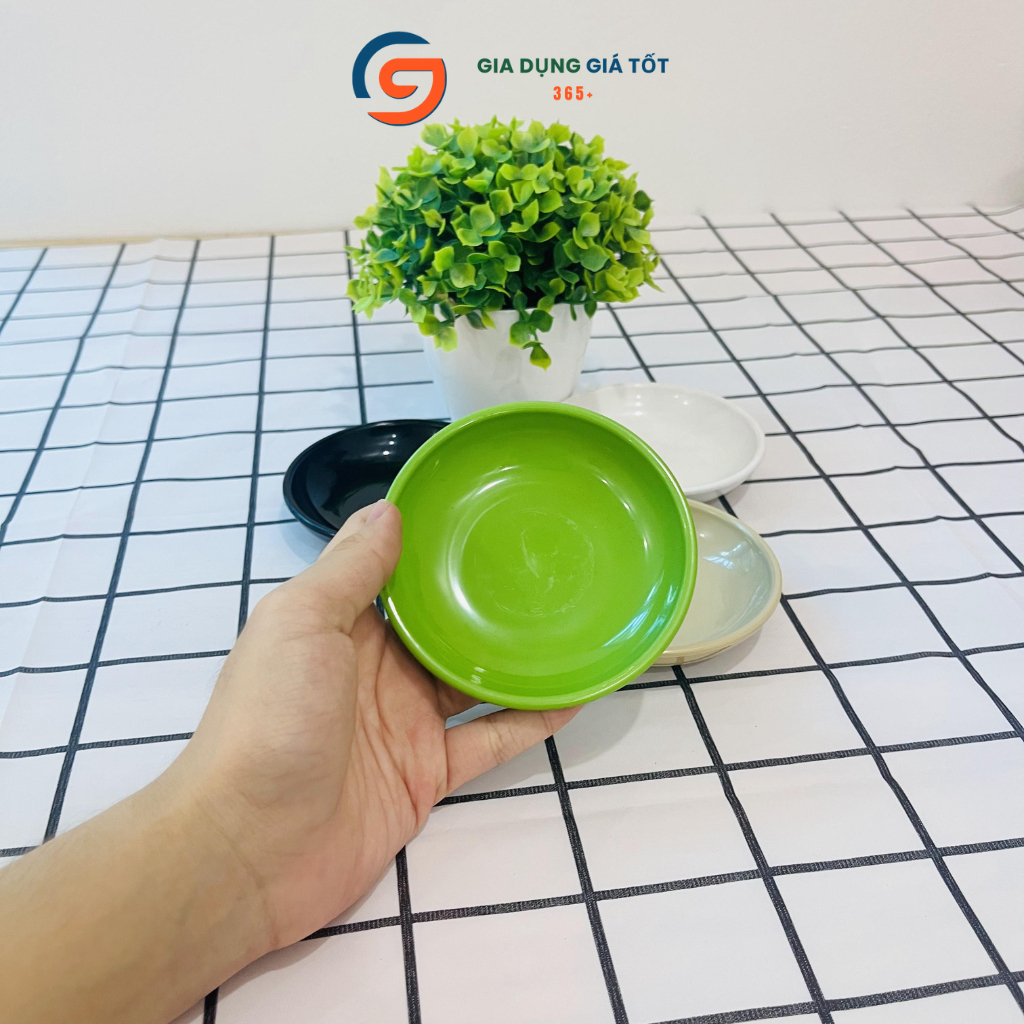 Combo 10 đĩa chấm nhựa phíp Song Long tròn nhỏ, dùng đựng gia vị muối tương ớt