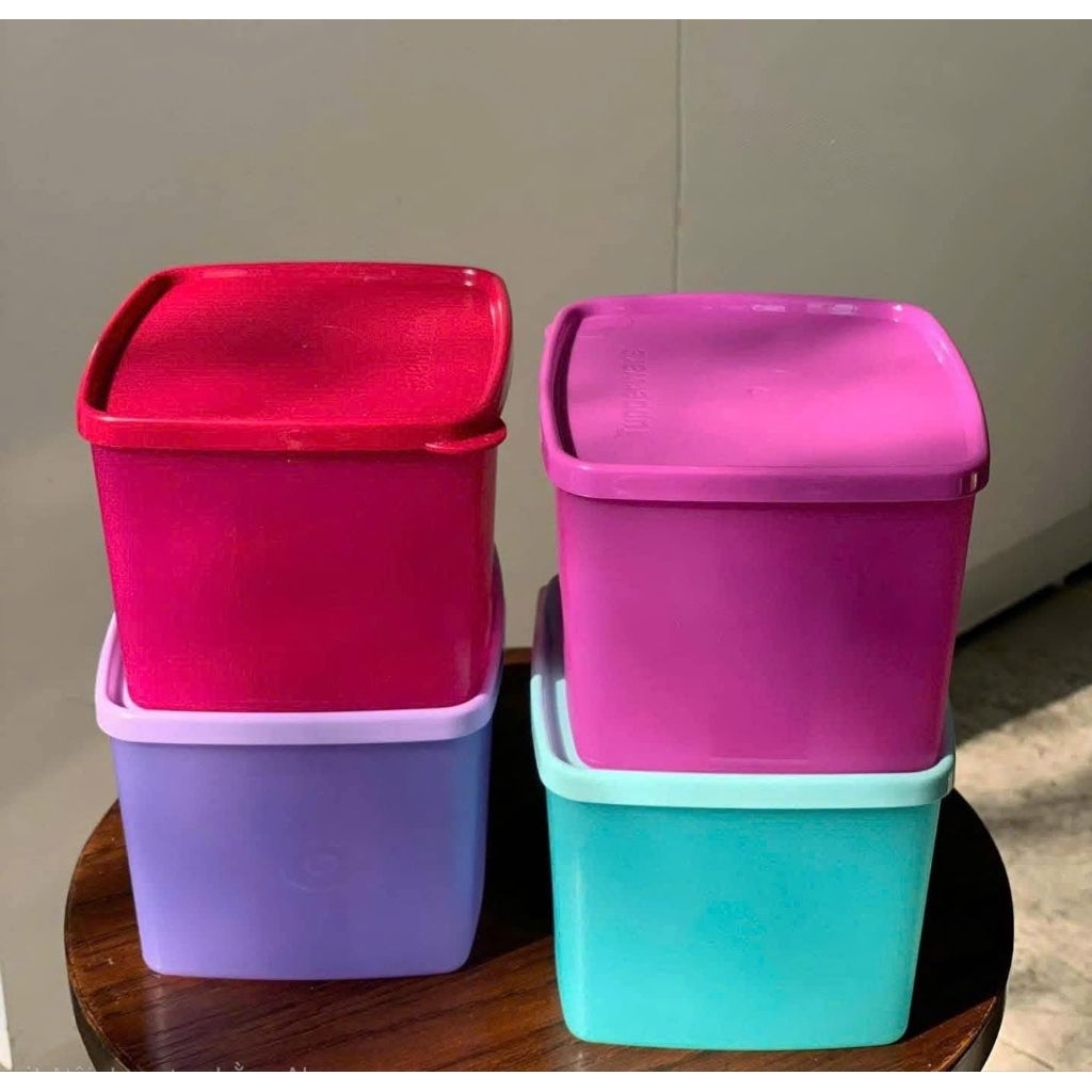 set 4 hộp ngăn mát Tupperware medium square round gen l 800ml. | Shopee ...