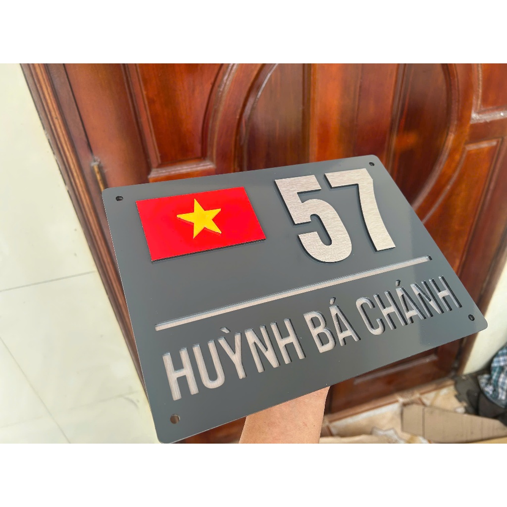 BẢNG SỐ NHÀ Alcorest  GHI XÁM + XƯỚCBẠC ( CỜ TỔ QUỐC )