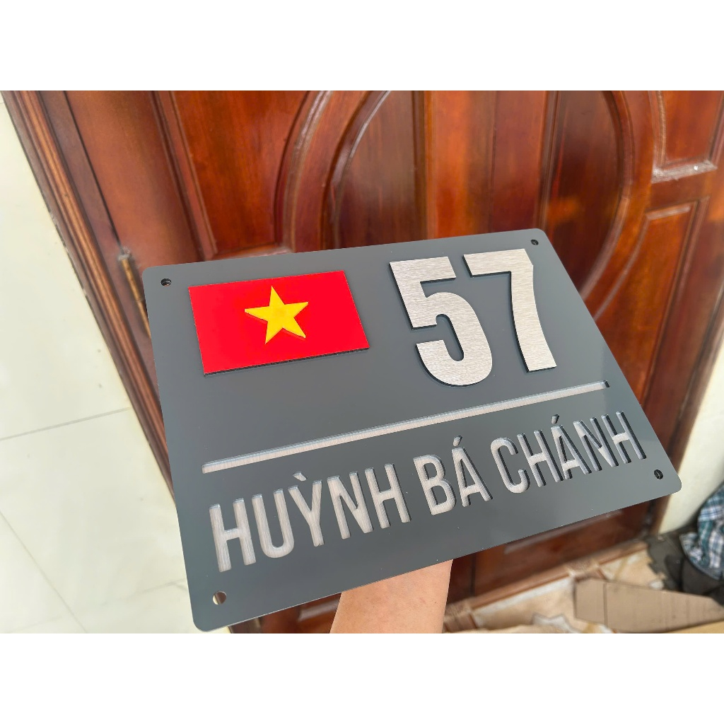 BẢNG SỐ NHÀ Alcorest  GHI XÁM + XƯỚCBẠC ( CỜ TỔ QUỐC )