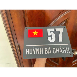 BẢNG SỐ NHÀ Alcorest GHI XÁM + XƯỚCBẠC ( CỜ TỔ QUỐC )