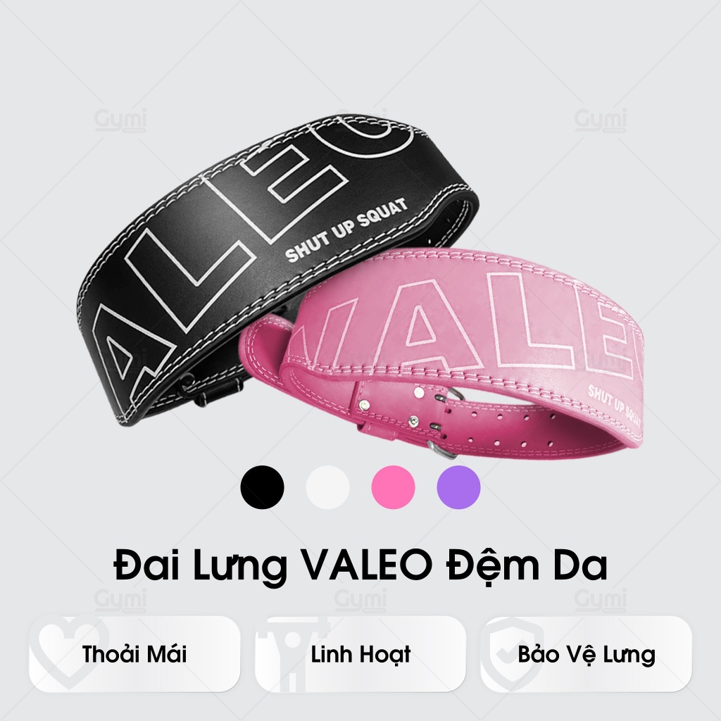 Đai Lưng Da Valeo Có Màu Đệm Mềm - Luyện Tập Thể Hình, Thể Thao - Hỗ Trợ Squat, Tập Tạ - DL-ValeoDemMau