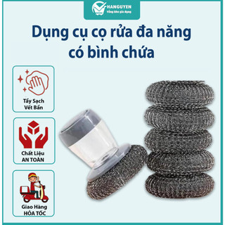 Dụng cụ cọ rửa đa năng, cọ xoong nồi, cọ bếp, cọ rửa bát đĩa có bình chứa tiện lợi #A129