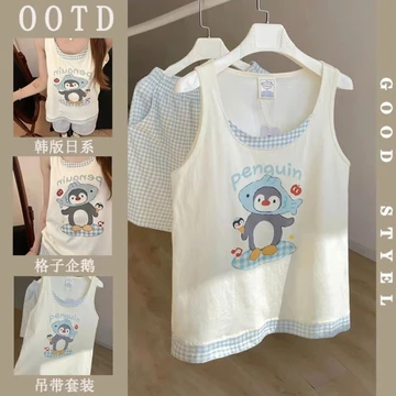 (Có Sẵn) Bộ Ngủ Ngắn MBN6 Hoạ Tiết Chim Cánh Cụt Cho Nữ Đồ Ngủ Nữ, Đồ Ngủ Cute, Bộ Ngủ Cộc, Bộ Đồ Ngủ Nữ, Set Ngủ Cộc
