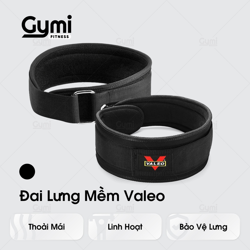 Đai Lưng Mềm Tập Gym Valeo, Phụ Kiện Thể Thao - Đai Squat, Deadlift Chất Liệu Nylon Dày - DL-ValeoMem