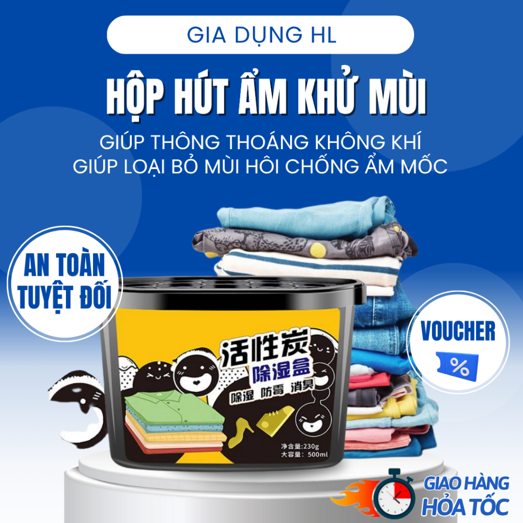 Hộp Hút Ẩm, Làm Sạch Không Khí, Khử Mùi Than Hoạt Tính Chống Ẩm Mốc Cho Tủ Quần Áo, Tủ Giày,...