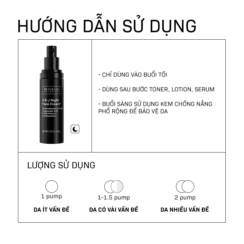 Kem Dưỡng Trẻ Hóa Màng Đáy Và Tái Tạo Da Ban Đêm Chứa 0.25% Retinol REVISION SKINCARE D·E·J Night Face Cream 48g