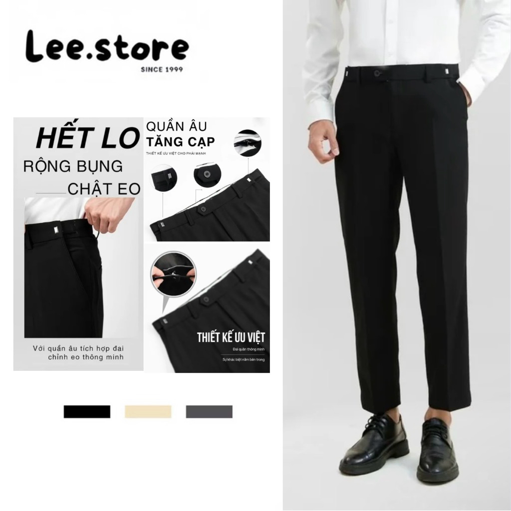 ( CÓ BIGSIZE ) Quần Âu Nam LEE.STORE, Quần Tây Nam Sidetab Lưng Cao Dáng Baggy Cạp Có Đai Điều Chỉnh Eo Vải Co Giãn Nhẹ
