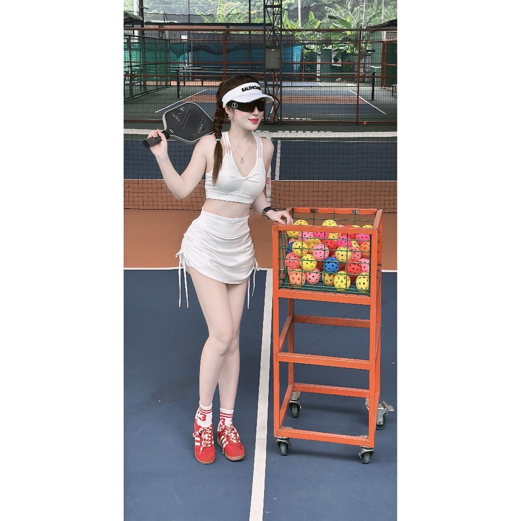Bộ tập thể thao,dùng tập gym, yoga, aerobic,Pickleball,chân váy rút,đồ đi biển, đi tập (tặng mút)