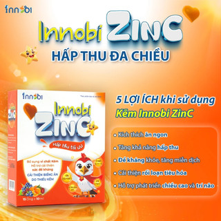 Kẽm cho bé ZinC INNOBI trẻ hết biếng ăn Hấp thu tốt Tiêu hóa khỏe ăn ngon Tăng đề kháng, Hộp 15 ống