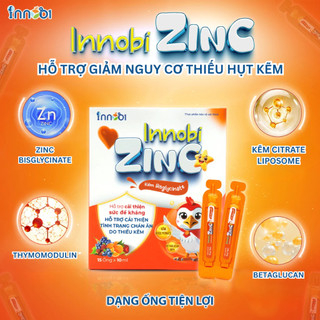Kẽm cho bé ZinC INNOBI trẻ hết biếng ăn Hấp thu tốt Tiêu hóa khỏe ăn ngon Tăng đề kháng, Hộp 15 ống