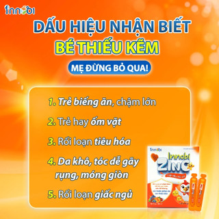 Kẽm cho bé ZinC INNOBI trẻ hết biếng ăn Hấp thu tốt Tiêu hóa khỏe ăn ngon Tăng đề kháng, Hộp 15 ống
