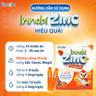 Kẽm cho bé ZinC INNOBI trẻ hết biếng ăn Hấp thu tốt Tiêu hóa khỏe ăn ngon Tăng đề kháng, Hộp 15 ống