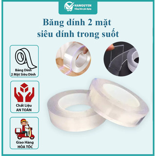 Băng dính 2 mặt siêu dính trong suốt - đa năng dán mọi đồ vật, bám chắc tiện dụng