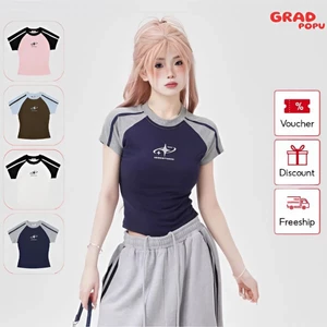 Áo baby tee ôm body GRADPOPU cổ tròn ngắn tay Raglan, chất thun 4 chiều co giãn thoáng mát PAT14