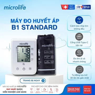 (Chính Hãng) Máy Đo Huyết Áp Điện Tử Bắp Tay B1 Standard Công Nghệ IHB Phát Hiện Nhịp Tim Không Đều, Bảo Hành 5 Năm
