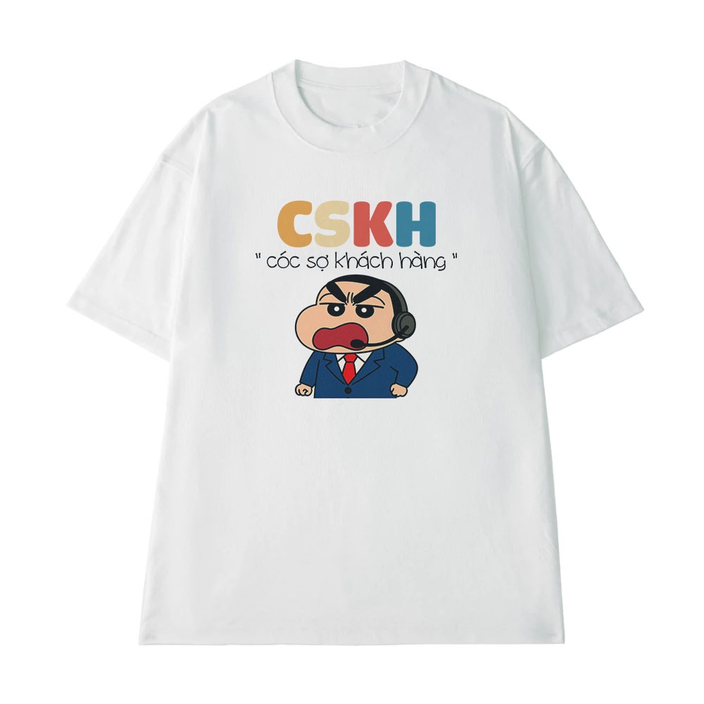 Áo Thun Hài Hước Cóc Sợ Khách Hàng CSKH Câu Nói Text Hài Nghề Nghiệp Công Việc Form Rộng Cotton 250gsm