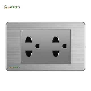 Bộ Ổ Cắm Công Tắc Âm Tường Bằng Thép Không Gỉ 118 - 16A 220V Xám | Bảng Điều Khiển Agreen Cao Cấp