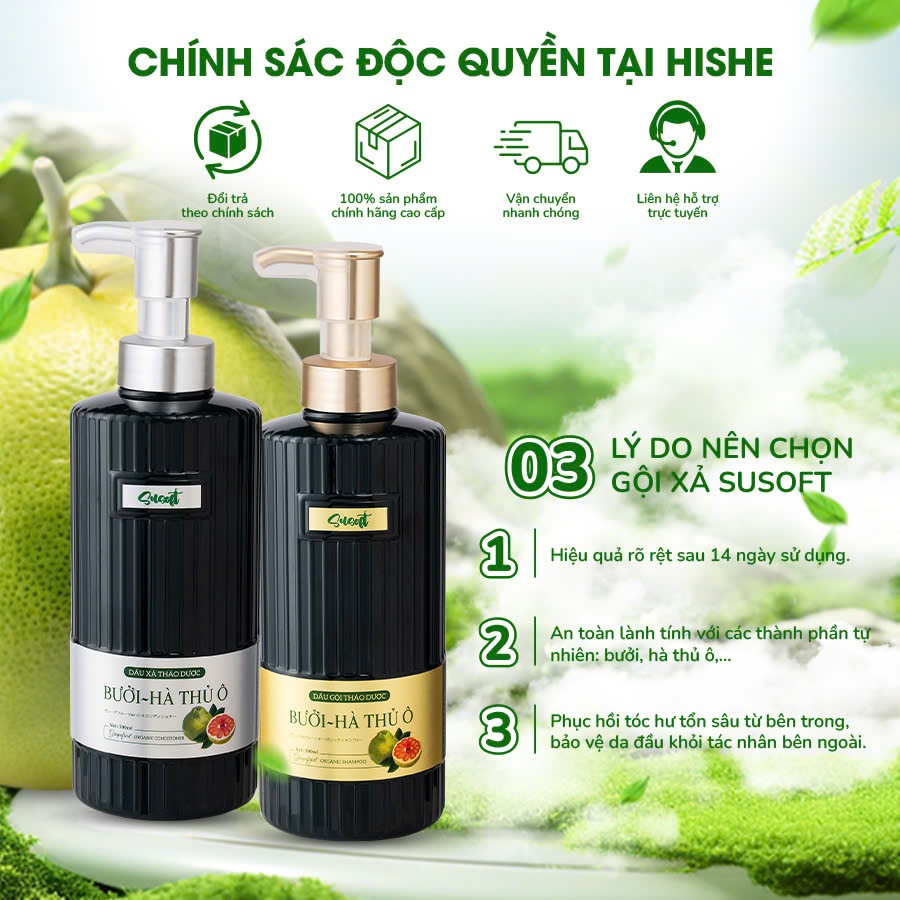 Dầu XẢ Bưởi Hà Thủ Ô Susoft – Giảm Rụng, Mọc Tóc, Dưỡng Tóc Suôn Mượt - 500ml