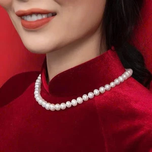 Vòng Cổ Ngọc Nhân Tạo Thời Trang Mặc Áo Dài Cách Tân, Truyền Thống V02