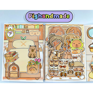 Đồ chơi bóc dán Lớp học Capybara - Búp bê giấy Pighandmade