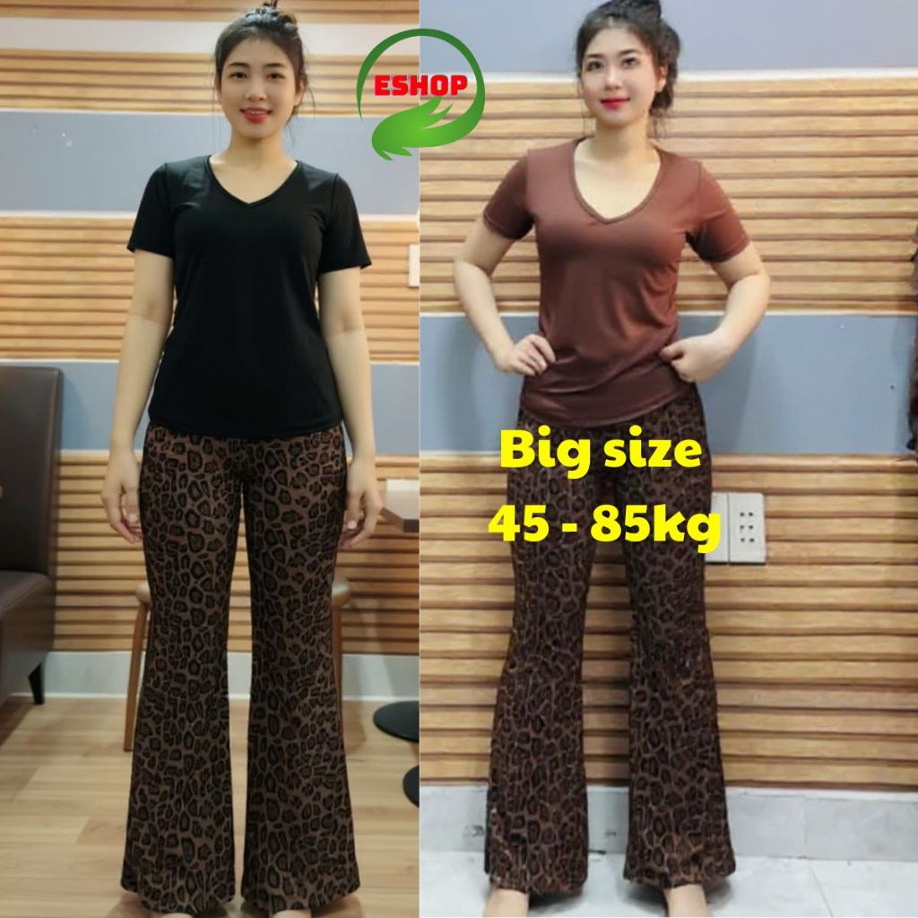 Set đồ nữ bigsize quần loe beo có túi đồ bộ nữ mặc nhà ESHOP đồ mặc thun gân tăm co giãn đẹp dễ thương DB36