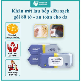 Khăn ướt lau bếp siêu sạch gói 80 tờ - chứa vitamin E, không độc hại, an toàn da #A150