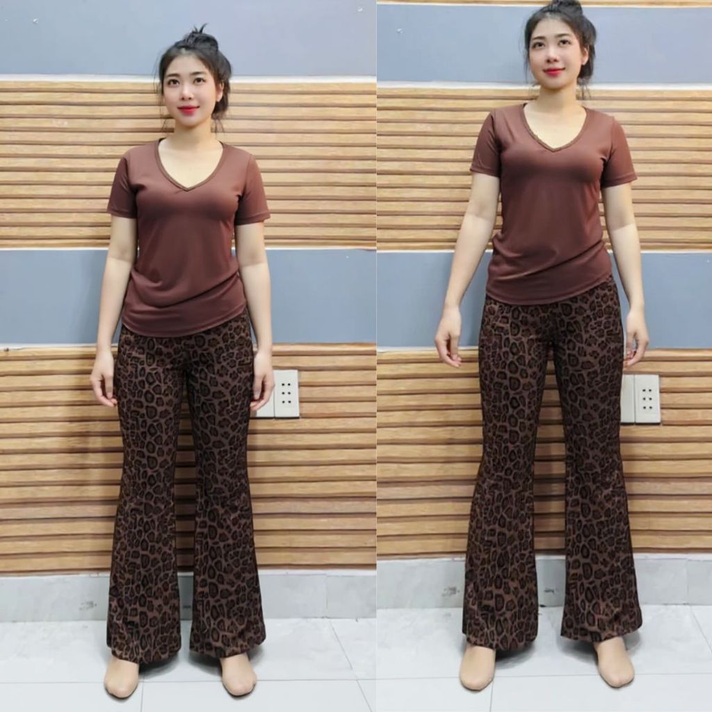 Set đồ nữ bigsize quần loe beo có túi đồ bộ nữ mặc nhà ESHOP đồ mặc thun gân tăm co giãn đẹp dễ thương DB36