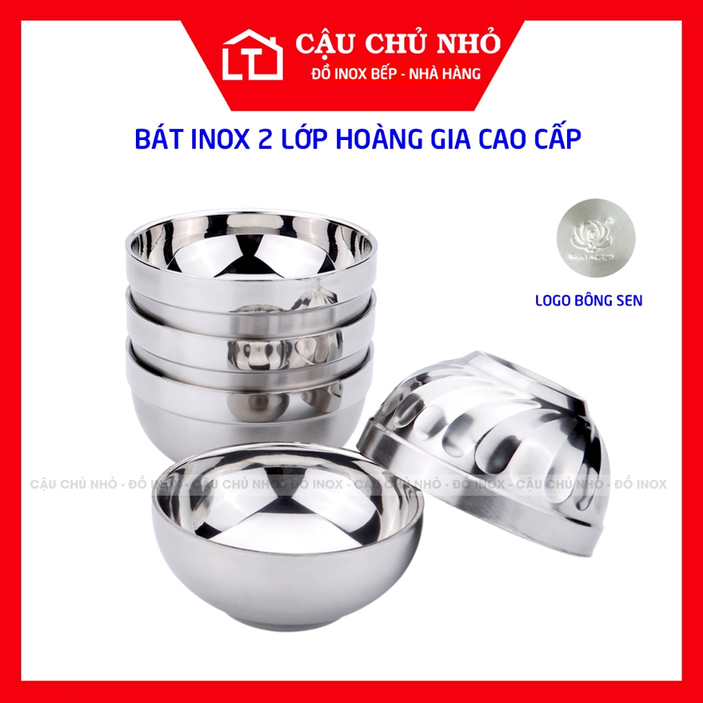 Bát Inox 2 lớp trơn Hoàng Gia cách nhiệt đủ size, chén inox, tô inox 2 ...