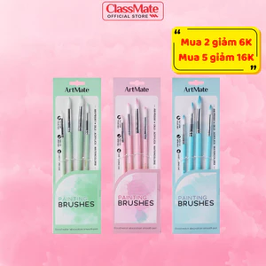 Cọ Vẽ Màu Nước Classmate Bộ Cọ Vẽ Nhựa Đầu Tròn 4 Món, Đầu Cọ Mềm Dùng Với Màu Acrylic, Màu Nước, Màu Gouache... PBS001