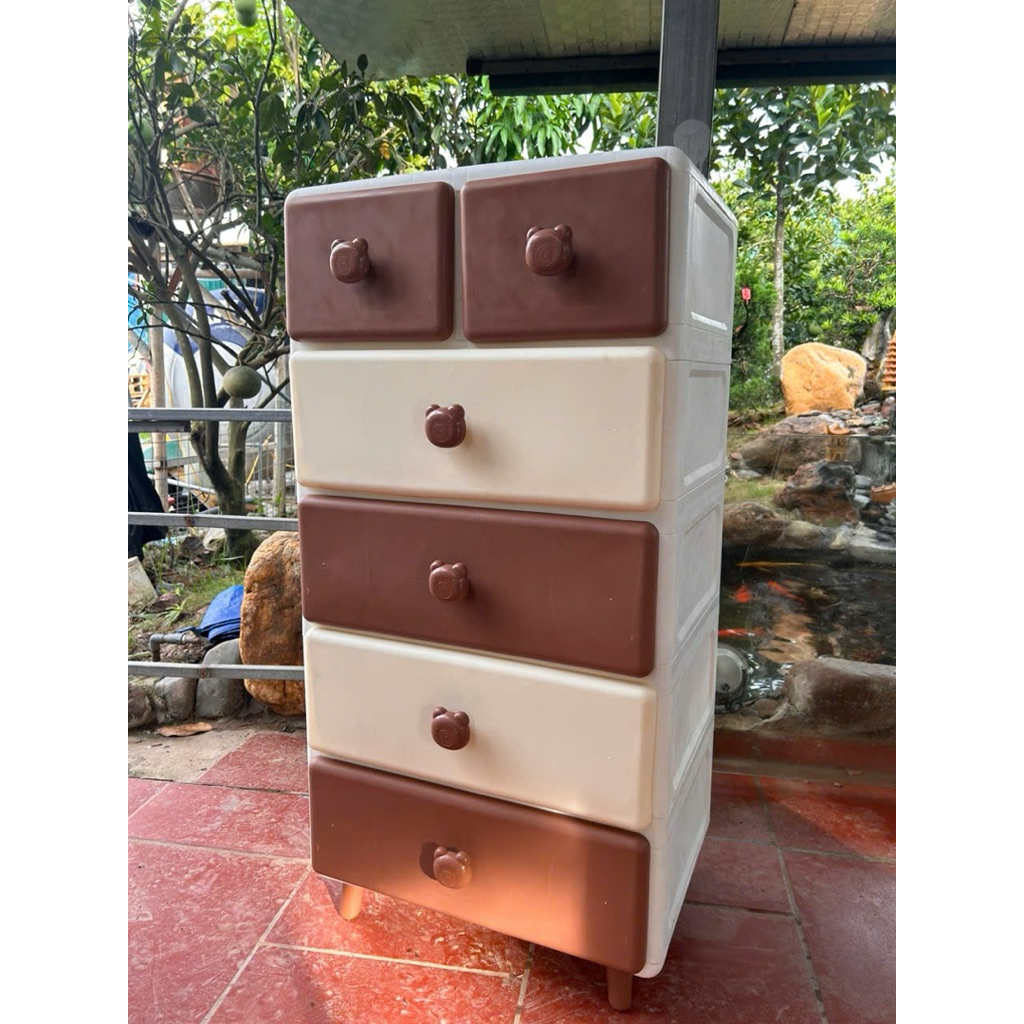Tủ nhựa trẻ em hình thỏ gấu dễ thương, gồm 3 - 4 - 5 tầng ngăn kéo, dùng để đựng quần áo và đồ dùng cho bé amizin