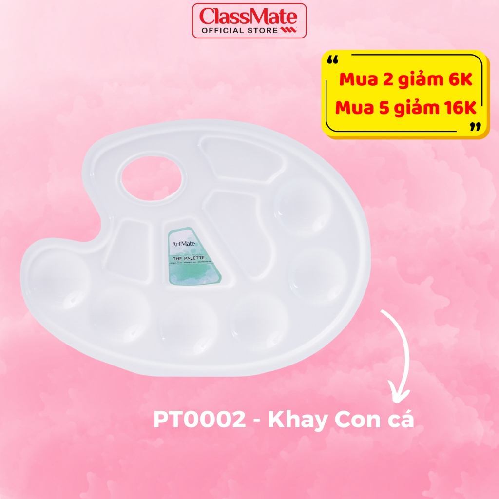 Khay Pha Màu Nước Classmate Classmate Palette Trộn Màu Hình Con Cá, Khay Đựng Màu Gouache, Màu Acrylíc Bằng Nhựa PT0002