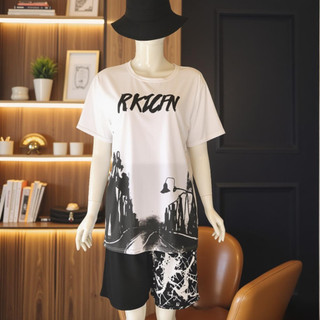 Bộ quần áo mùa hè nam chất vải mè, đồ bộ thể thao co dãn 4 chiều thoáng mát in cây cầu RKICFN k1