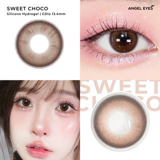Lens nâu tự nhiên 0-8 độ Sweet Choco thương hiệu Angel Eyes, kính áp tròng nâu giãn nhẹ cho mắt thở trên 12h ngày
