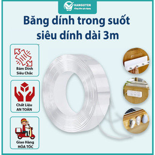 Băng dính trong suốt siêu dính dài 3m - dán chắc chắn, tiện dụng đa năng