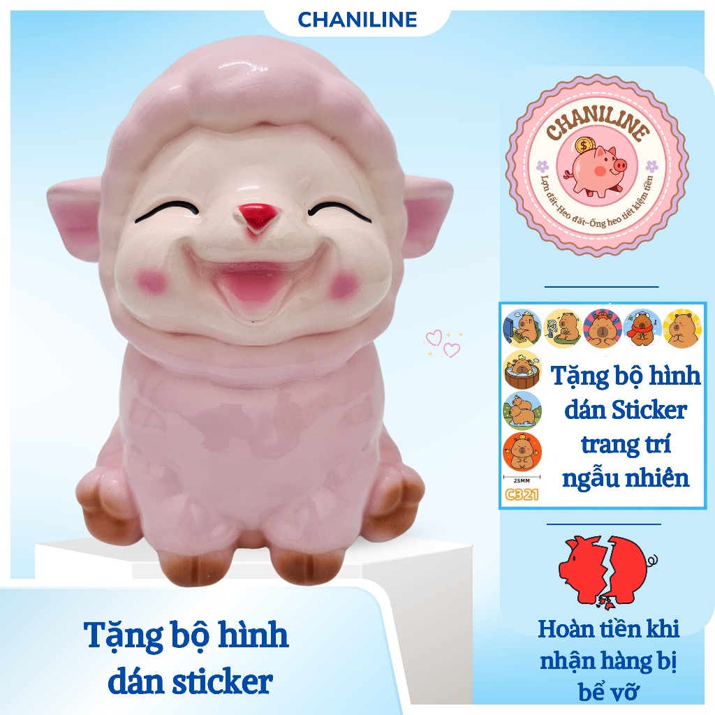 Heo Đất Lợn Đất Heo cừu mặt cười mắt híp đáng yêu Ống heo tiết kiệm tiền,trang trí,quà tặng