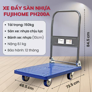 Xe đẩy hàng 4 bánh gấp gọn chống trượt PH200A Fujihome nhập khẩu - hàng chính hãng