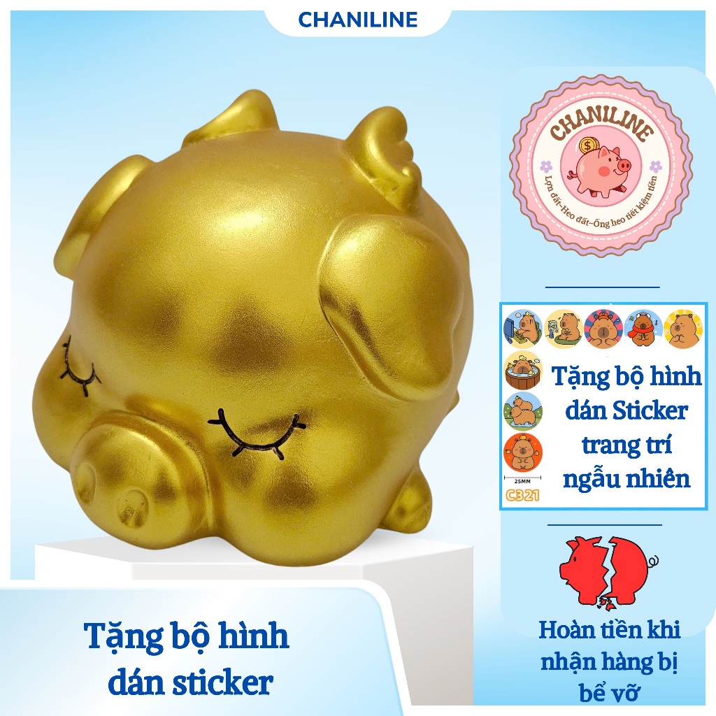 Heo Đất Lợn Đất Thiên thần vàng má phính Ống heo tiết kiệm tiền,trang trí,quà tặng CHANILINE