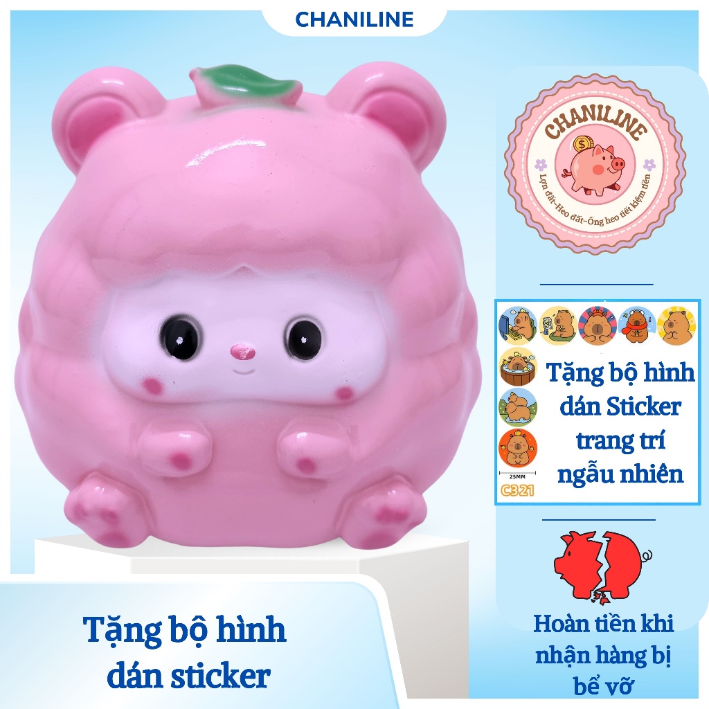 Heo Đất Lợn Đất Cừu Lá lỗ tròn đáng yêu cute Ống heo tiết kiệm tiền,trang trí,quà tặng