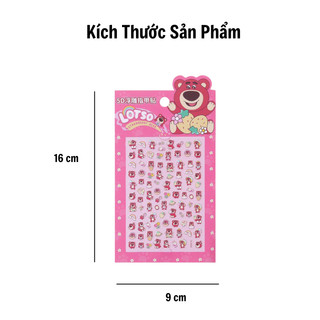 Đồ Chơi Hình Dán Sticker 3D Dán Móng Tay Gấu Dâu, Labubu, Mickey, Gấu Trúc Nghệ Thuật - Đồ Chơi Làm Nail Cho Bé