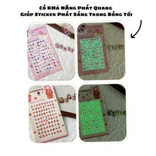 Đồ Chơi Hình Dán Sticker 3D Dán Móng Tay Gấu Dâu, Labubu, Mickey, Gấu Trúc Nghệ Thuật - Đồ Chơi Làm Nail Cho Bé