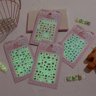 Đồ Chơi Hình Dán Sticker 3D Dán Móng Tay Gấu Dâu, Labubu, Mickey, Gấu Trúc Nghệ Thuật - Đồ Chơi Làm Nail Cho Bé