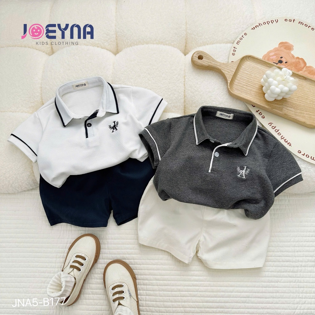 Set bộ polo cộc Joeyna B177 thê chữ so hot cho bé