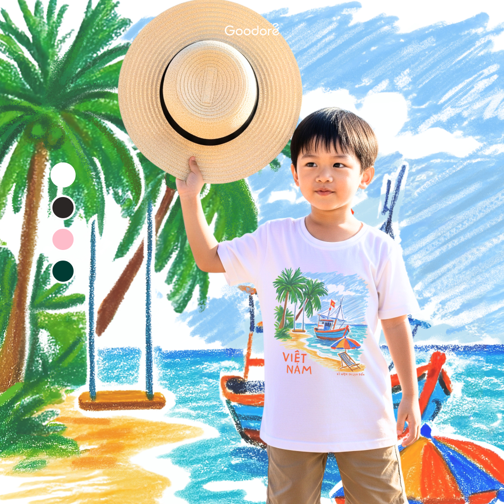 Áo thun Oversize cotton unisex nam nữ Goodore Bộ Sưu Tập Đi Đâu mẫu Đi Biển thoáng mát năng động