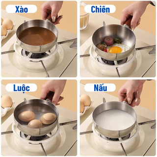 Nồi Mini Inox Cán Gỗ 14cm,Chống Bỏng ,Tay Cầm Chắc Chắn,Nấu Mì,Đun Sữa,Dùng Được Bếp Gas & Bếp Từ